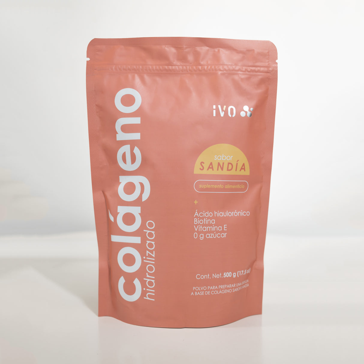 IVO Colágeno Hidrolizado con Peptidos de Colágeno, 15 grs por porción (33 servings), Sabor Sandía