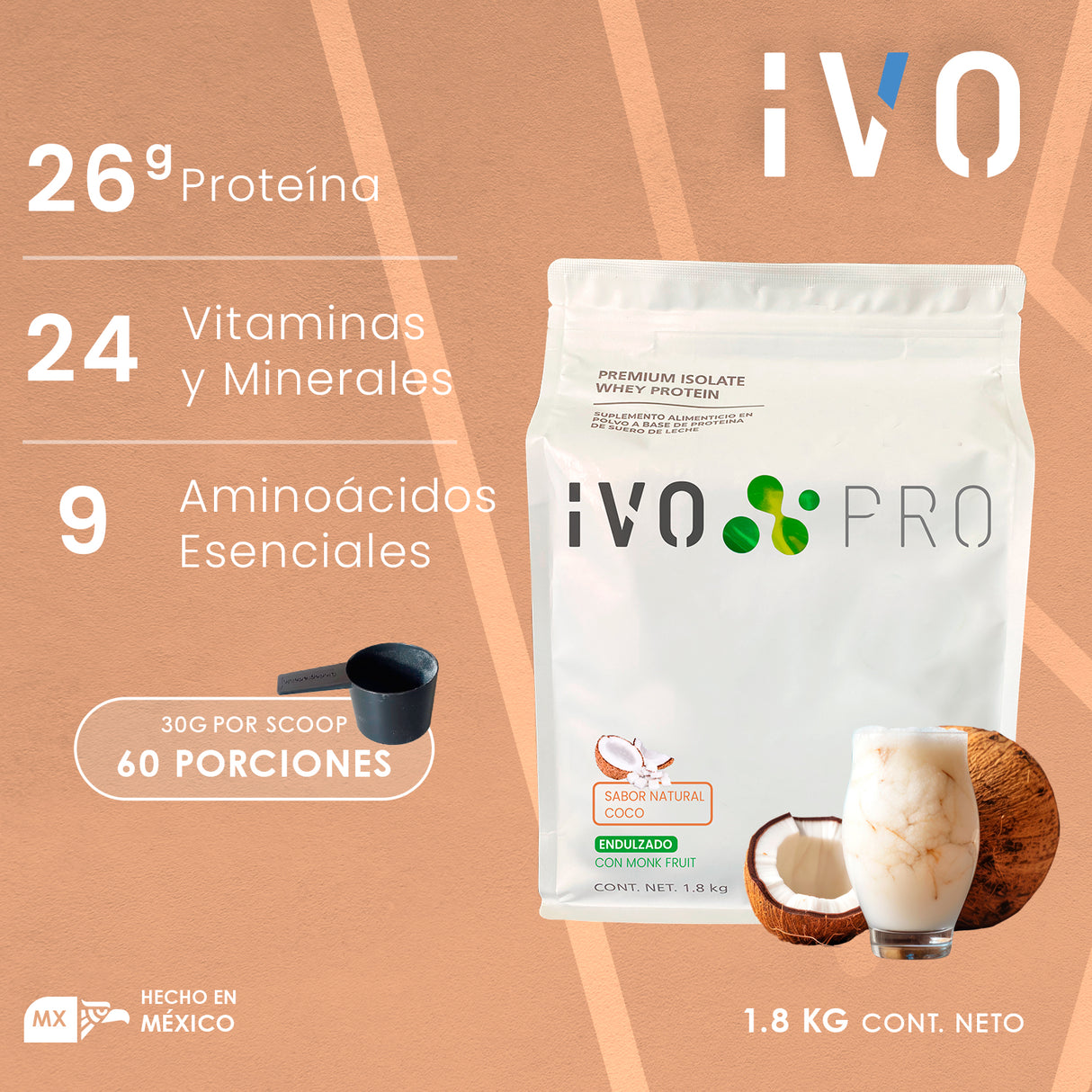 Proteína IVO PRO Coco 1.8kg | 60 porciones