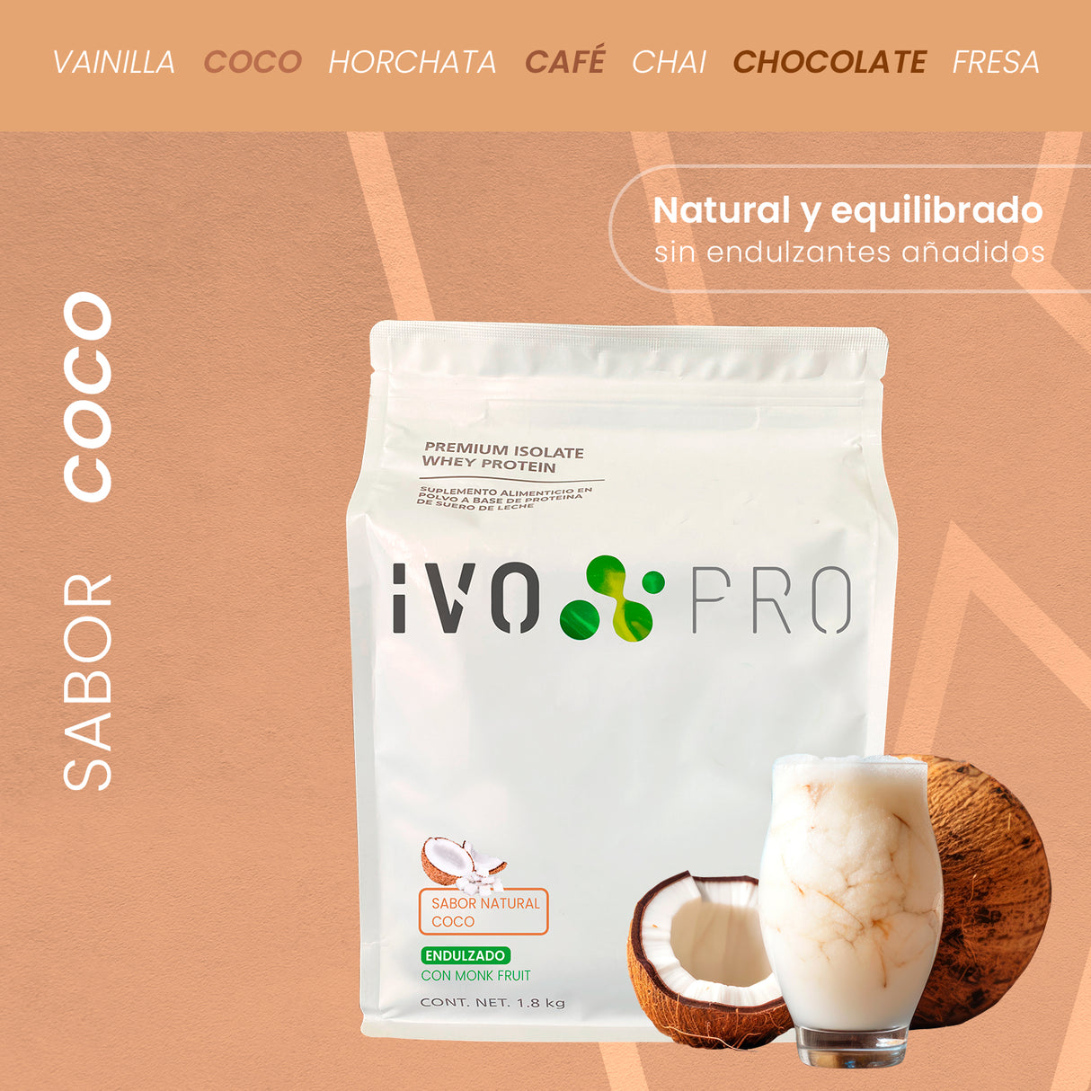 Proteína IVO PRO Coco 1.8kg | 60 porciones