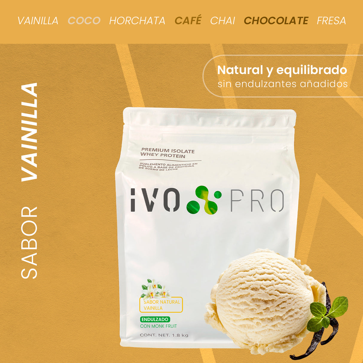 Proteína IVO PRO Vainilla 1.8kg | 60 porciones