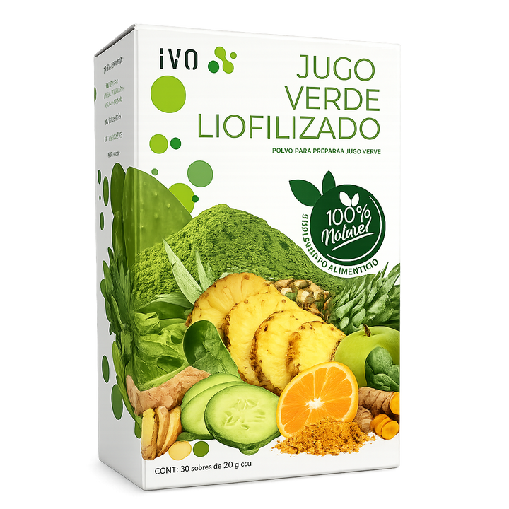 IVO Jugo Verde Liofilizado 100% Natural - Caja con 30 sobres