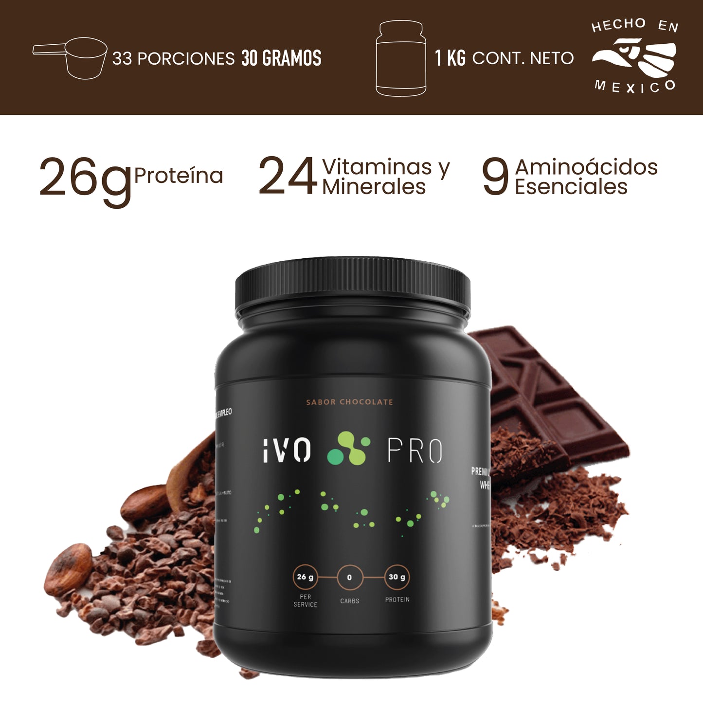 Ivo Pro Proteína Chocolate 26g Sin Azúcar Sin Lactosa