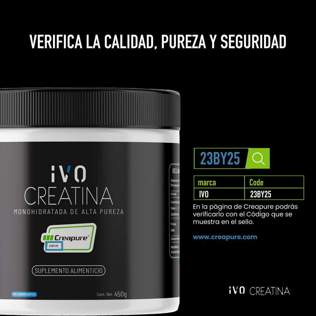 IVO Creatina Monohidratada Creapure En Polvo 450g Sin Sabor
