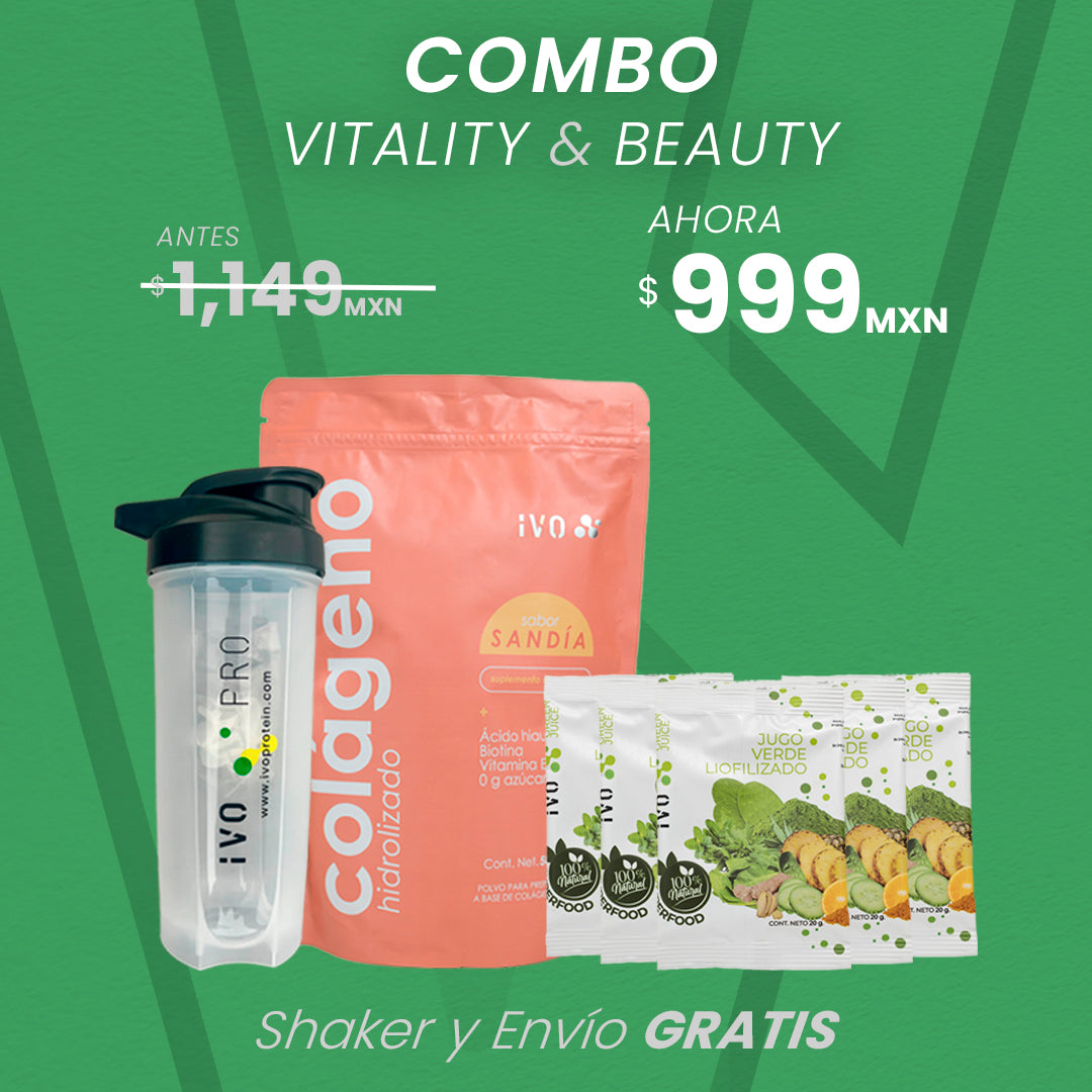 Combo Vitality and Beauty: ¡Revitaliza tu cuerpo y resalta tu belleza! con Shaker y envío GRATIS